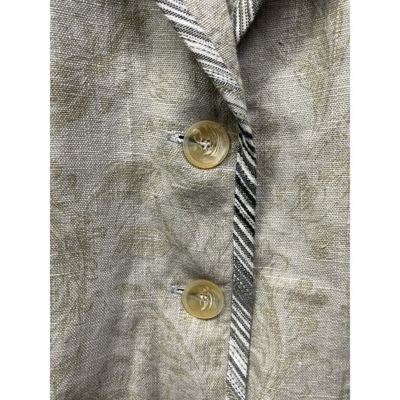 Alexis Avery Linen Blend Jacket Blazer Womens medium Floral Light Weight Beige - Picture 5 of 6